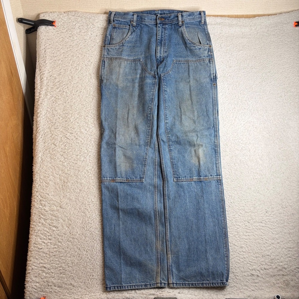 Five Brother Mens Double Knee Carpenter Jeans Blue Denim 6001SWL 36x34 (34x33)